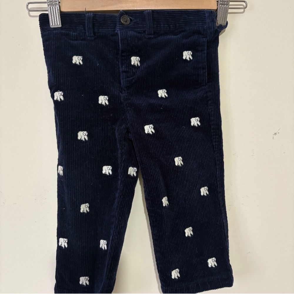Ralph Lauren Navy Corduroy Kids Pants with White Accents